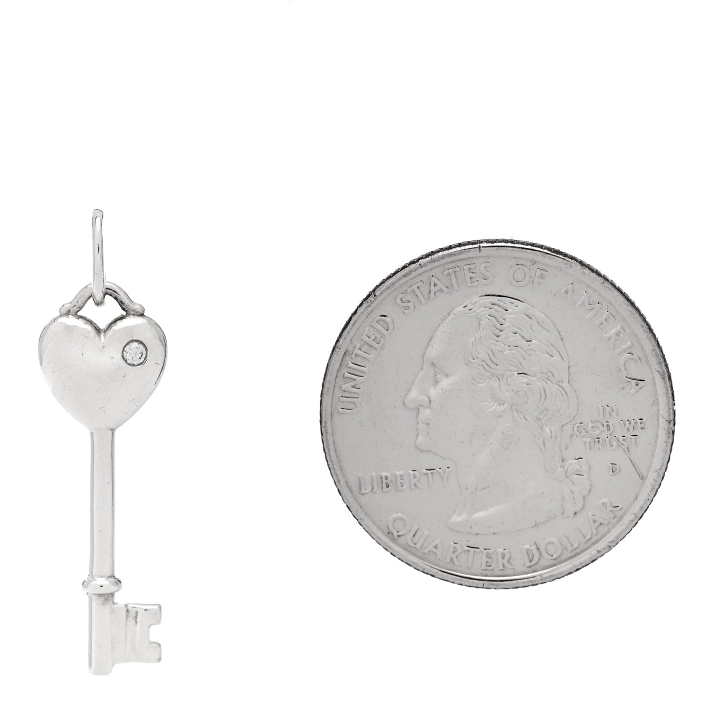 Sterling Silver Diamond Heart Key Pendant