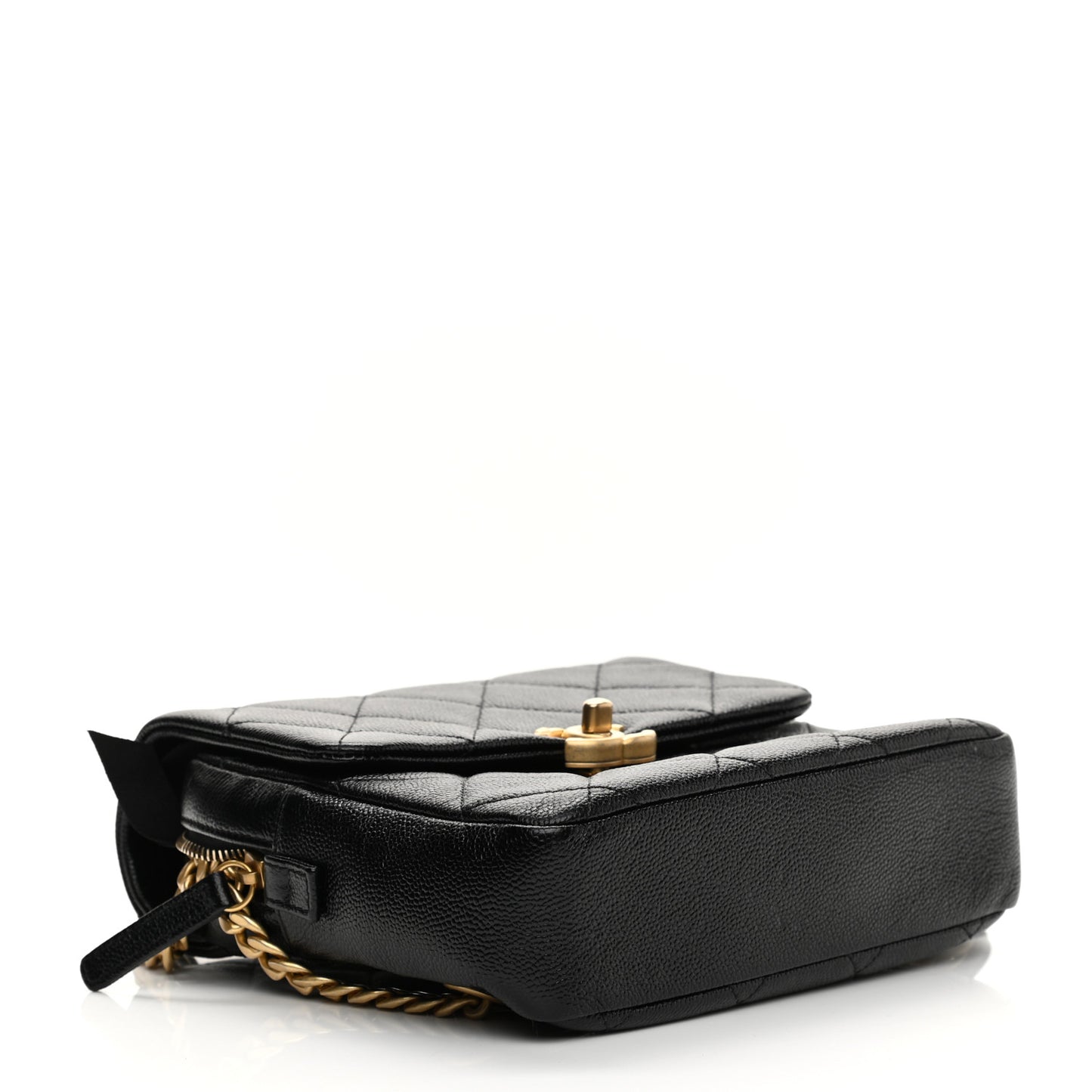 Shiny Caviar Quilted Chain Melody Backpack Black