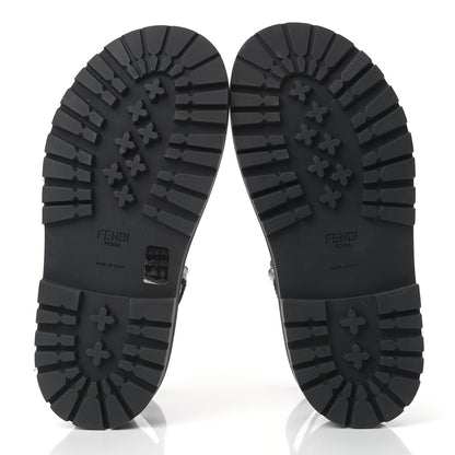 Fendi Vernice High-Tech Glazed Fabric FF Lug Sole Platform Sandals 39 Black Tobacco Moro 9 of 15