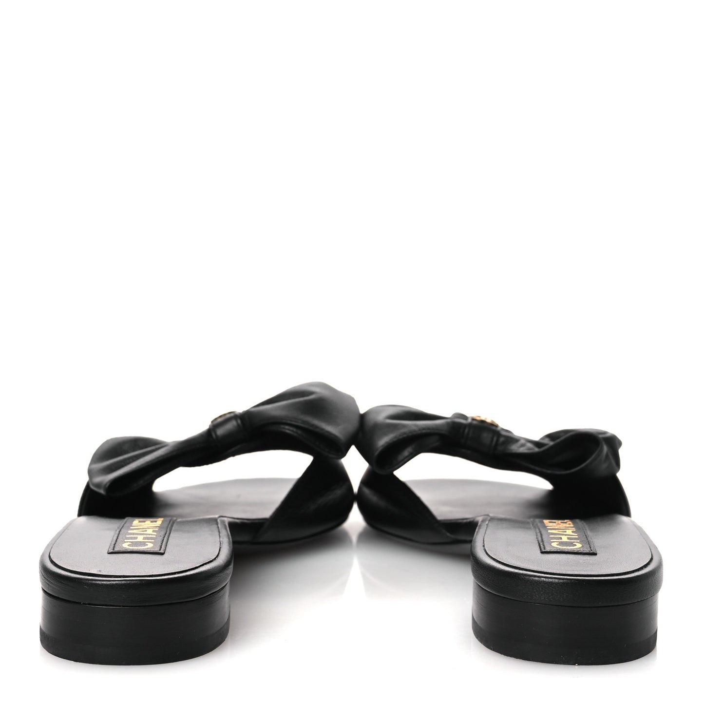 Lambskin Bow CC Mules 39.5 Black