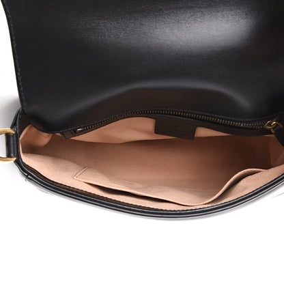 Gucci Calfskin Matelasse Small GG Marmont Top Handle Shoulder Bag Black 4 of 11
