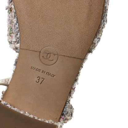 Chanel Tweed Cap Toe CC Slingback Flat 37 White 7 of 8