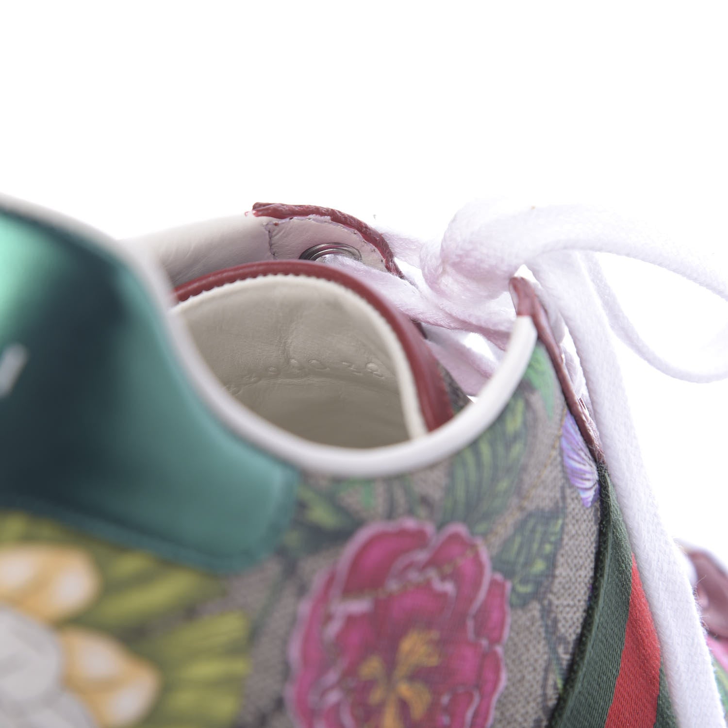 Gucci GG Supreme Monogram Flora Web Womens Ace Sneakers 38.5 Beige Multicolor Rosso 7 of 10