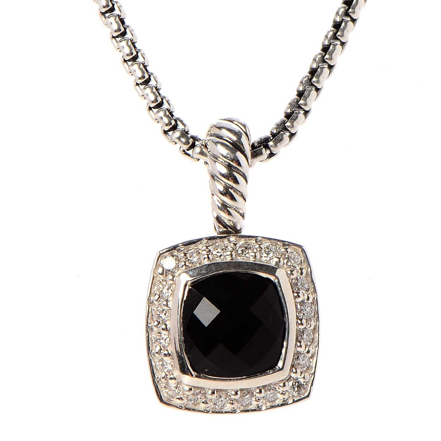 Sterling Silver Diamond Black Onyx 7mm Petite Albion Necklace