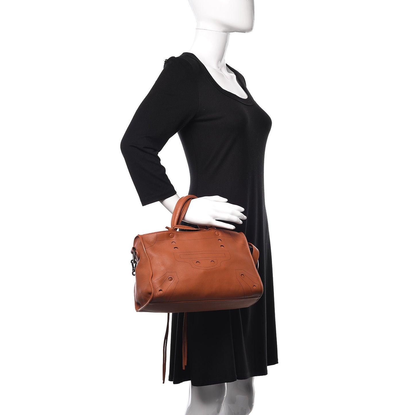 Veau Soyeux Perforated Blackout Hardware S City Marron Caramel