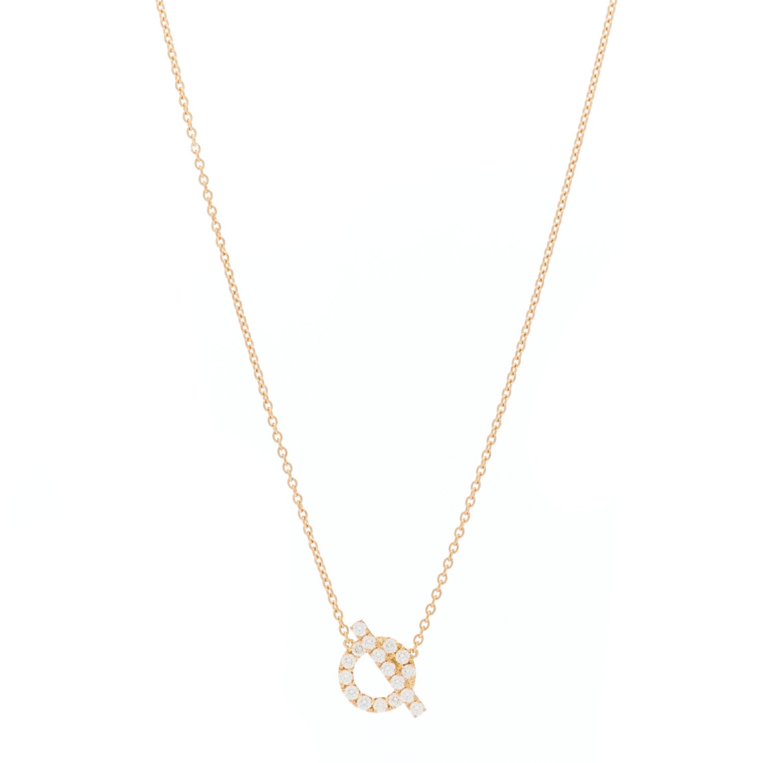 Hermes 18K Rose Gold Diamond Finesse Pendant Necklace 1 of 6