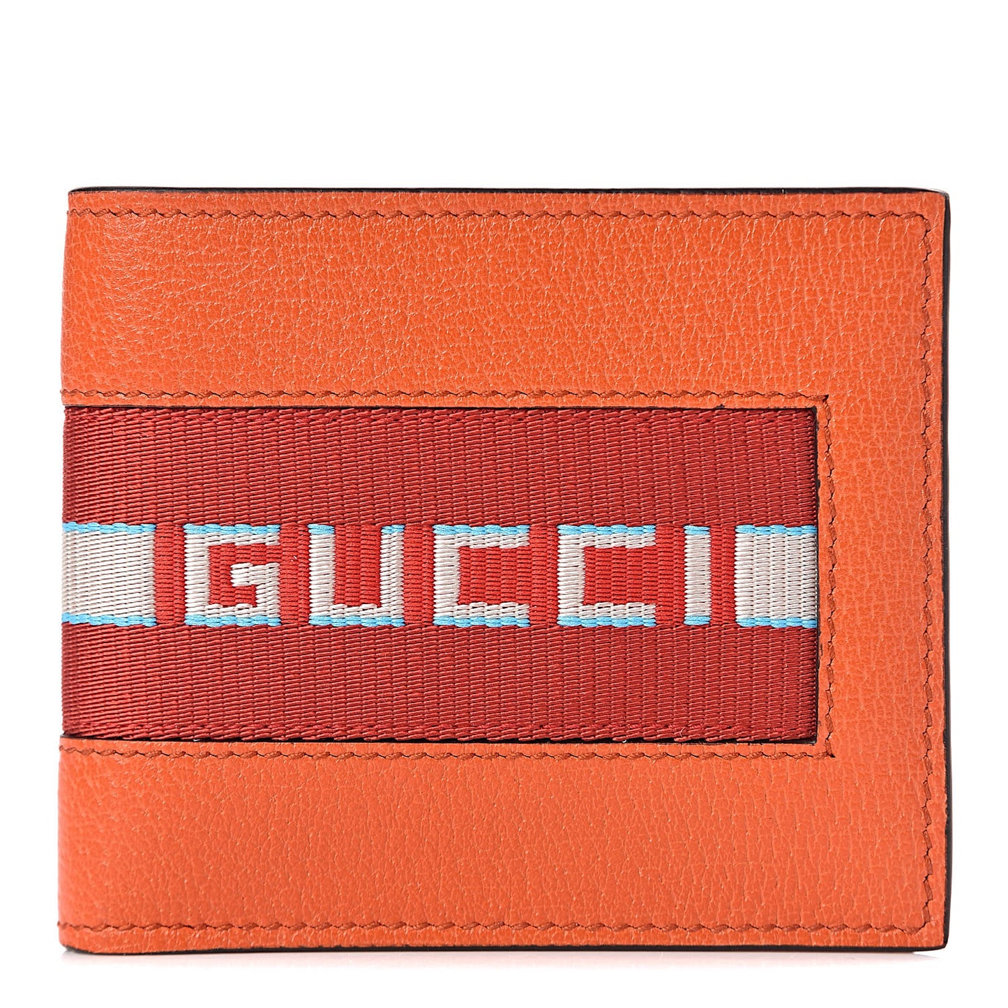 Calfskin Jacquard Stripe Wallet Orange
