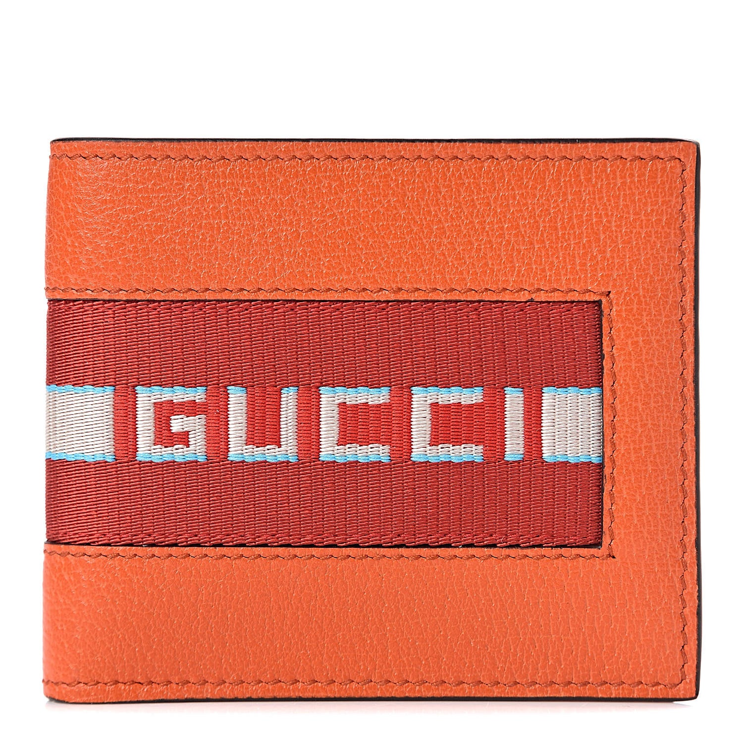 Gucci Calfskin Jacquard Stripe Wallet Orange 1 of 8
