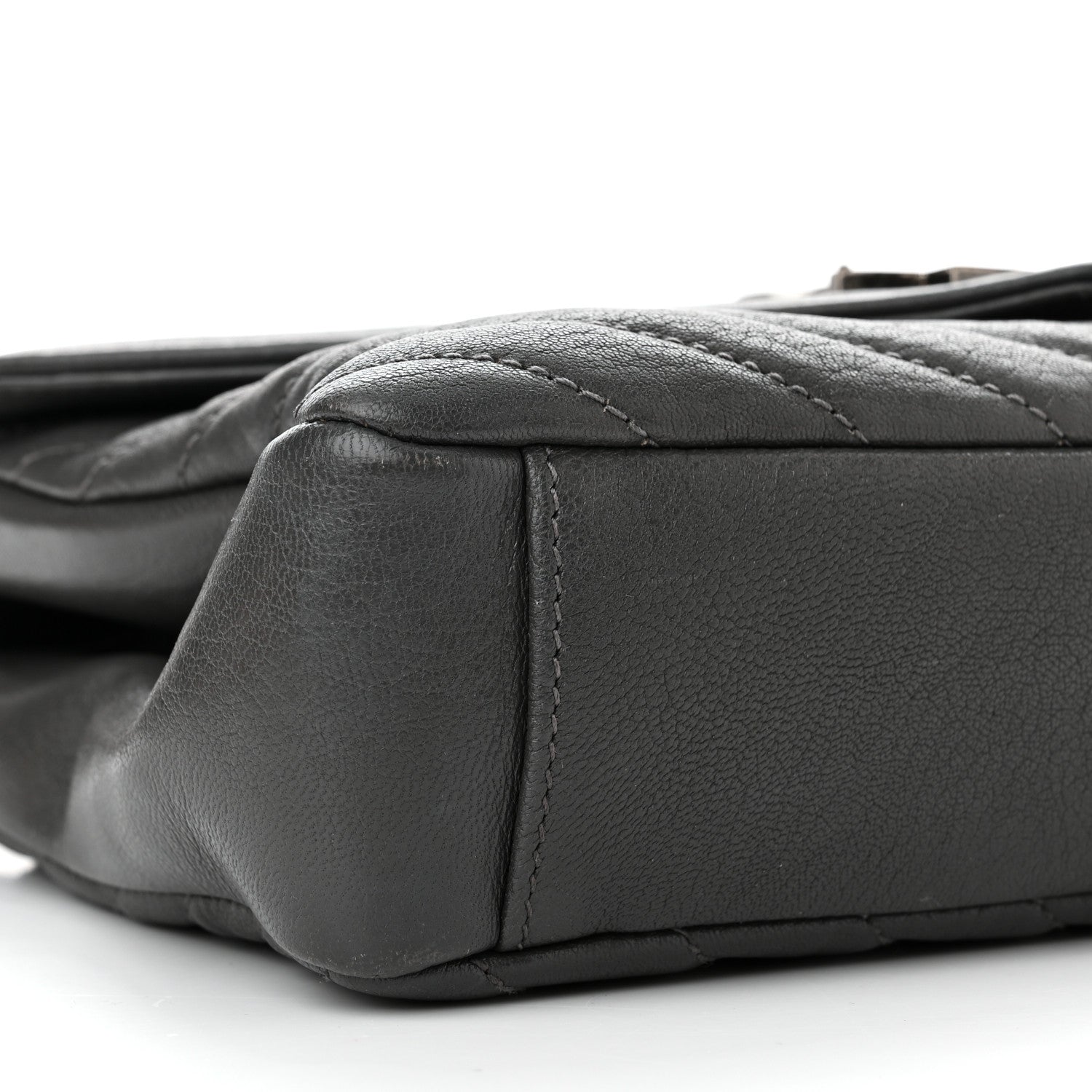 Saint Laurent Sheepskin Matelasse Chevron Monogram Medium College Bag Storm 9 of 12
