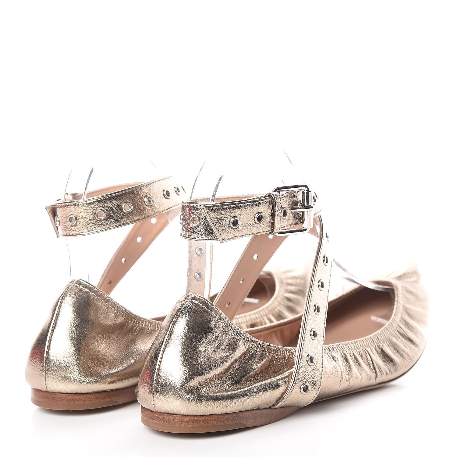 Valentino Garavani Metallic Nappa Love Latch Ballerina Flats 39 Skin 4 of 10