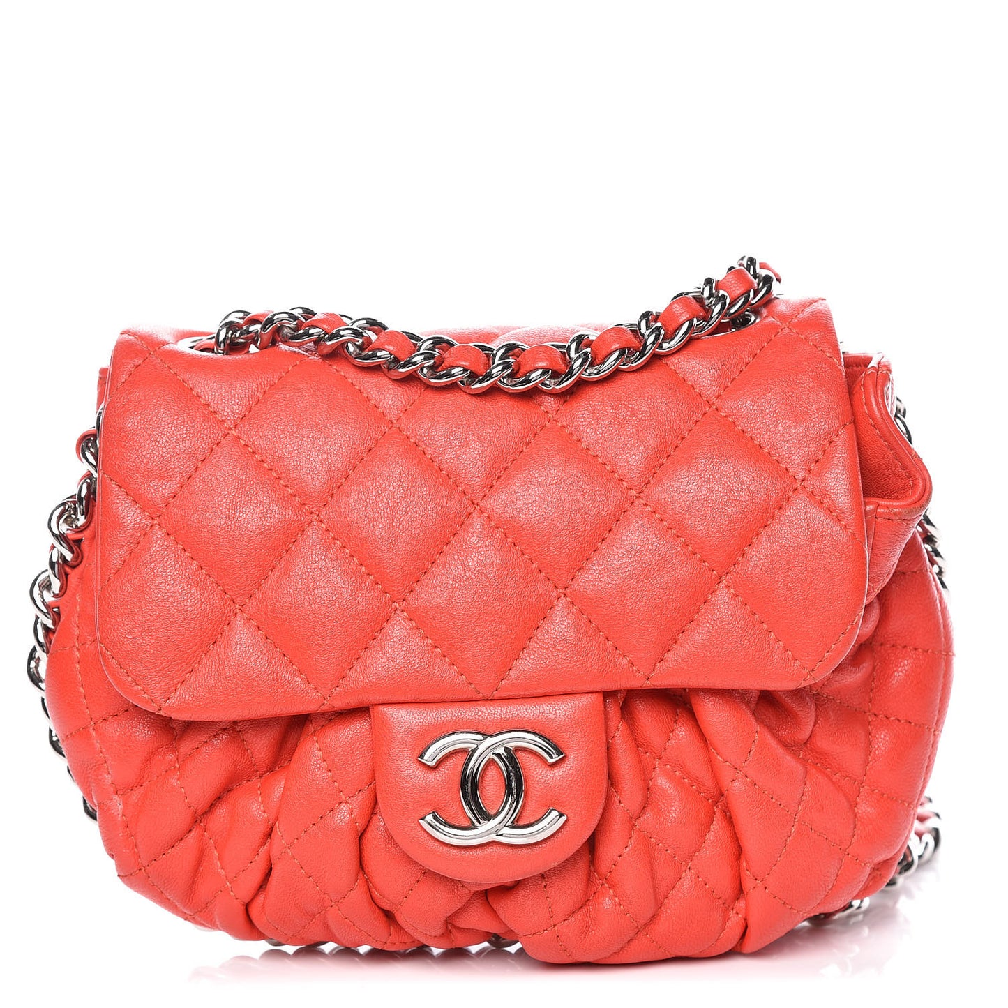 Washed Lambskin Mini Chain Around Messenger Red