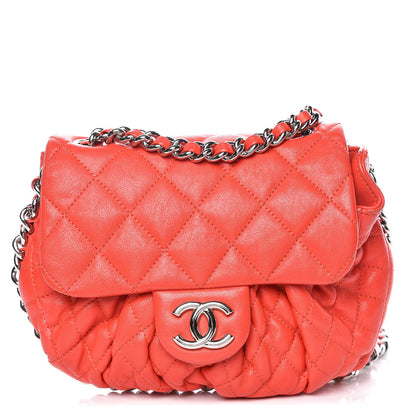 Chanel Washed Lambskin Mini Chain Around Messenger Red 1 of 17