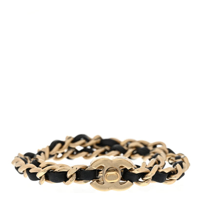 Chanel Lambskin CC Turnlock Double Chain Bracelet Black Gold 1 of 4