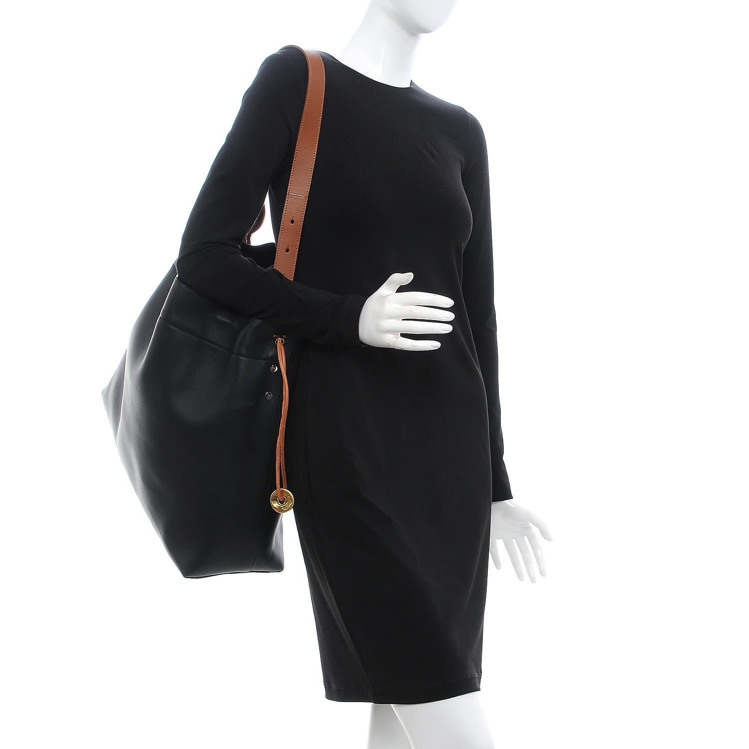 Tom Ford Calfskin Fisherman Hook Drawstring Hobo Bag Black 2 of 7
