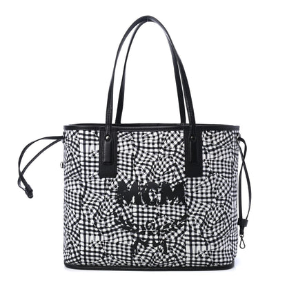 MCM Visetos Medium Liz Reversible Shopper Tote Black 5 of 8