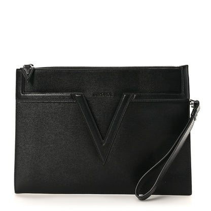 Versace Grained Calfskin V Pochette Black 1 of 6