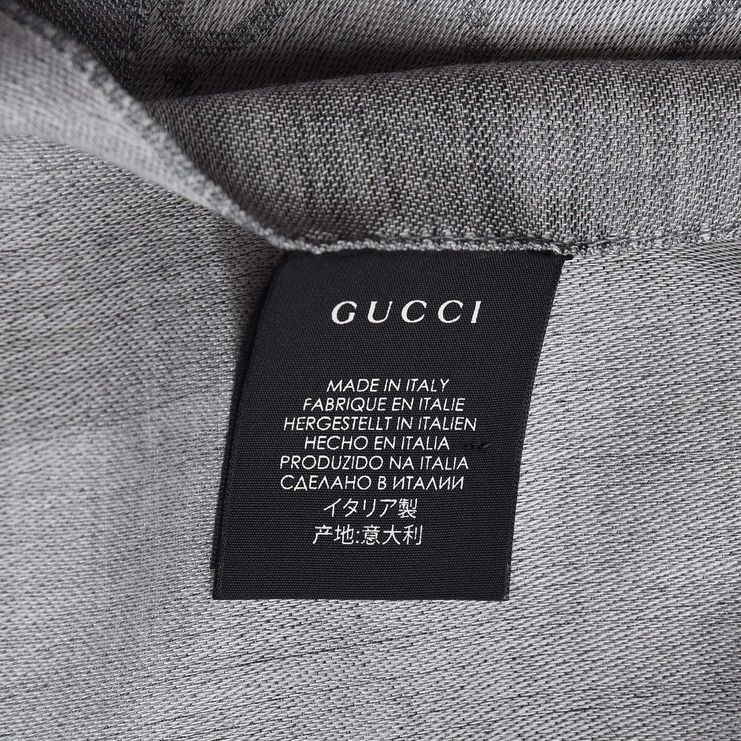 Gucci Wool Silk GG Monogram GGNat Scarf Lead 7 of 7