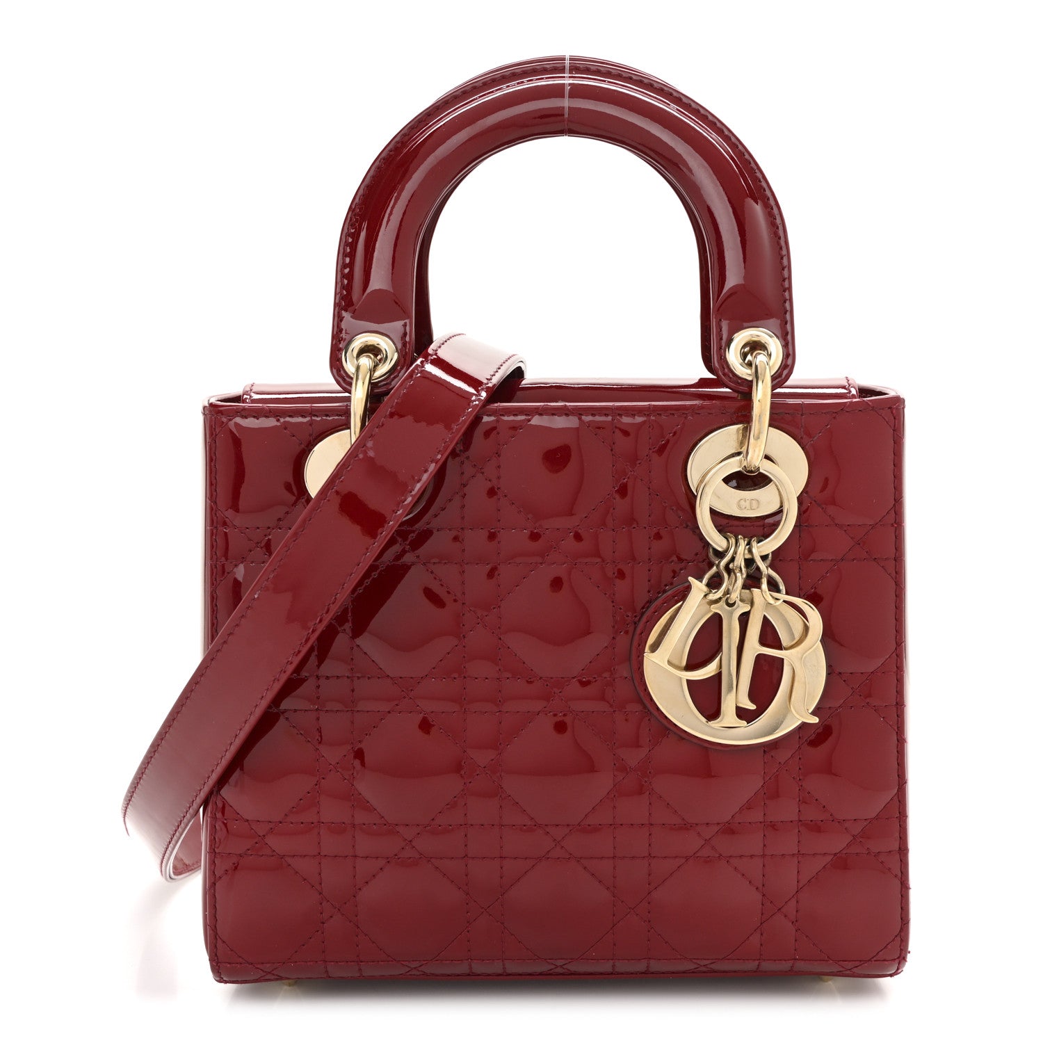Christian Dior Patent Cannage Small Lady Dior Cherry Red 1 of 13