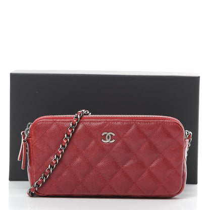 Chanel Caviar Quilted Small Clutch With Chain Red 17 of 17