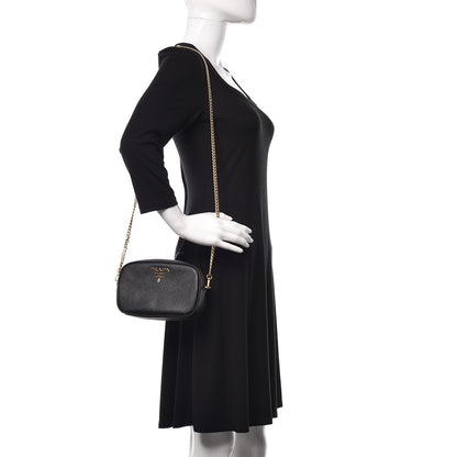 Prada Saffiano Lux Metal Belt Bag Black 2 of 10