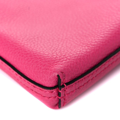Gucci Pebbled Calfskin Medium Logo Portfolio Clutch Box Pink Green 10 of 12