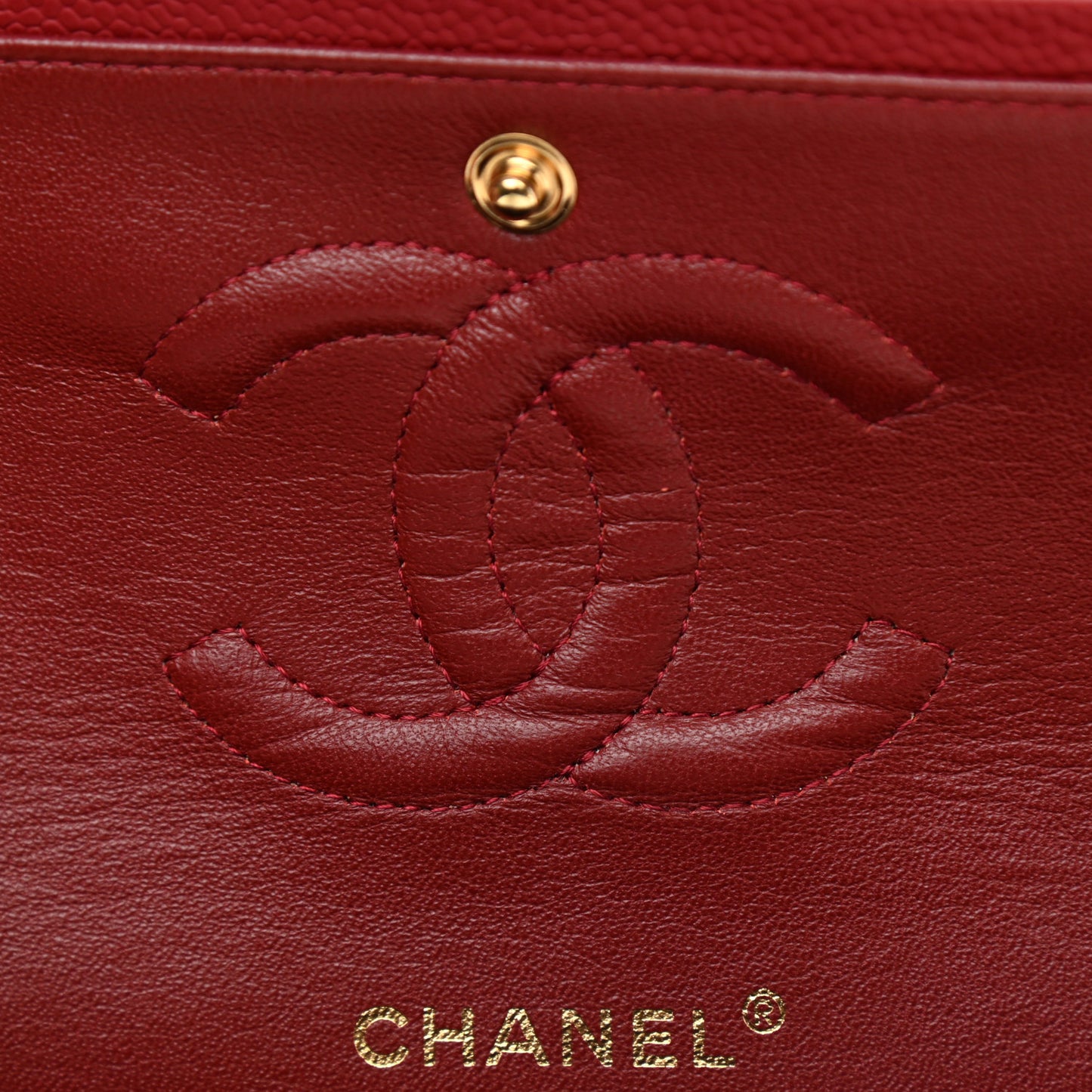 Caviar Quilted Medium Double Flap Red