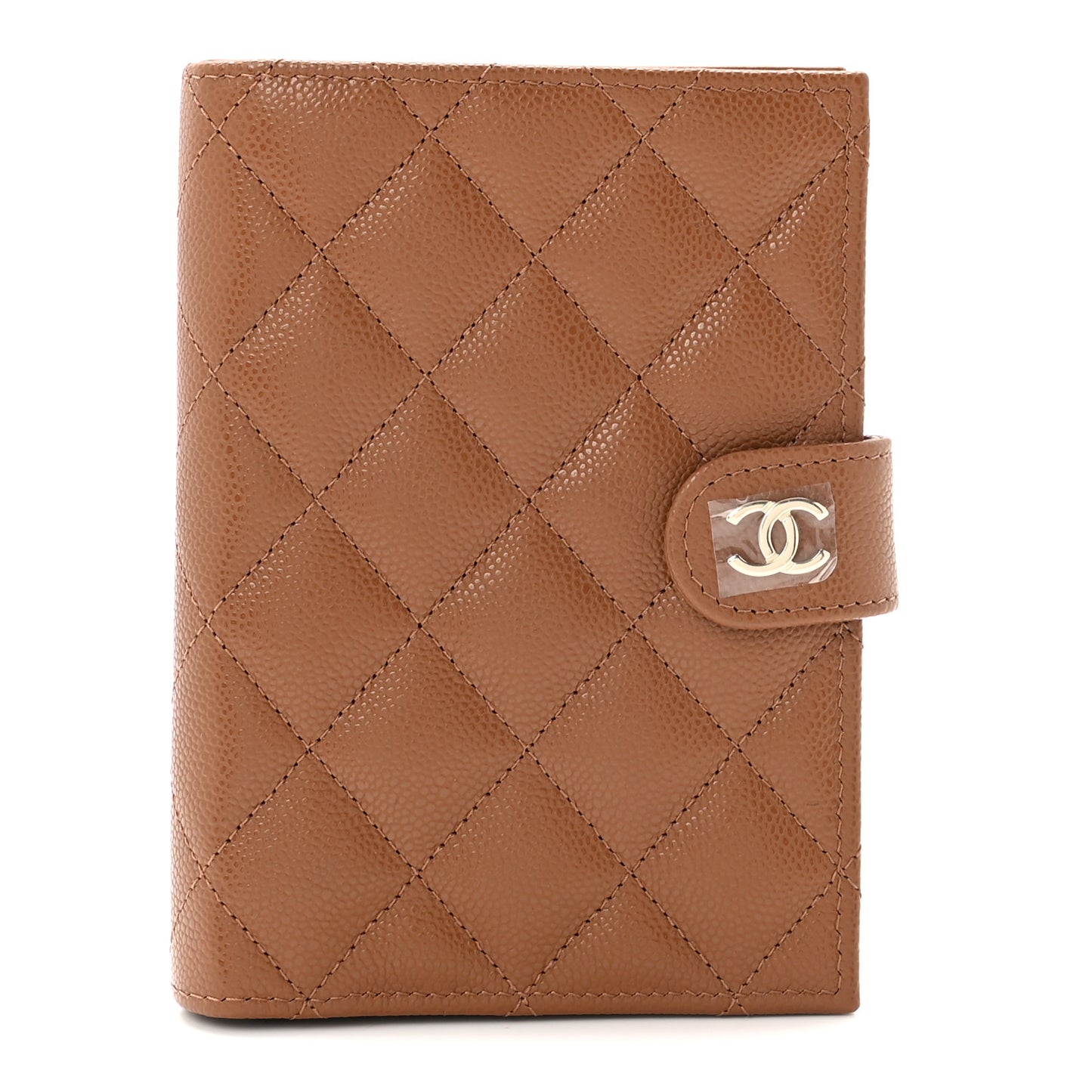 Caviar Quilted Passport Holder Camel