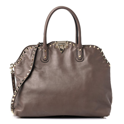 Valentino Garavani Vitello Rockstud Dome Satchel Taupe 1 of 16