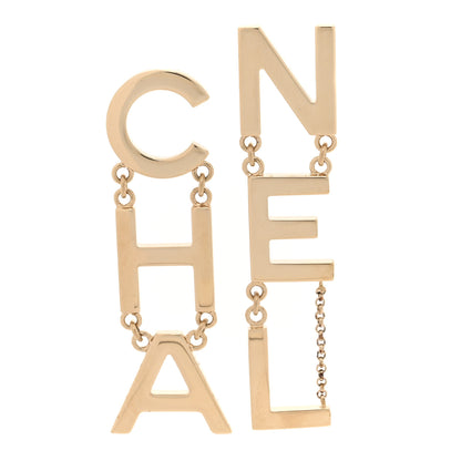 Chanel Metal Cha-Nel Logo Drop Earrings Gold 1 of 5