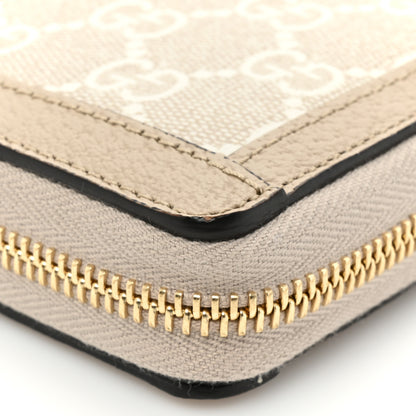 Gucci GG Supreme Monogram Textured Dollar Calfskin Web Ophidia Zip Around Wallet Beige Mystic White Oatmeal 13 of 14
