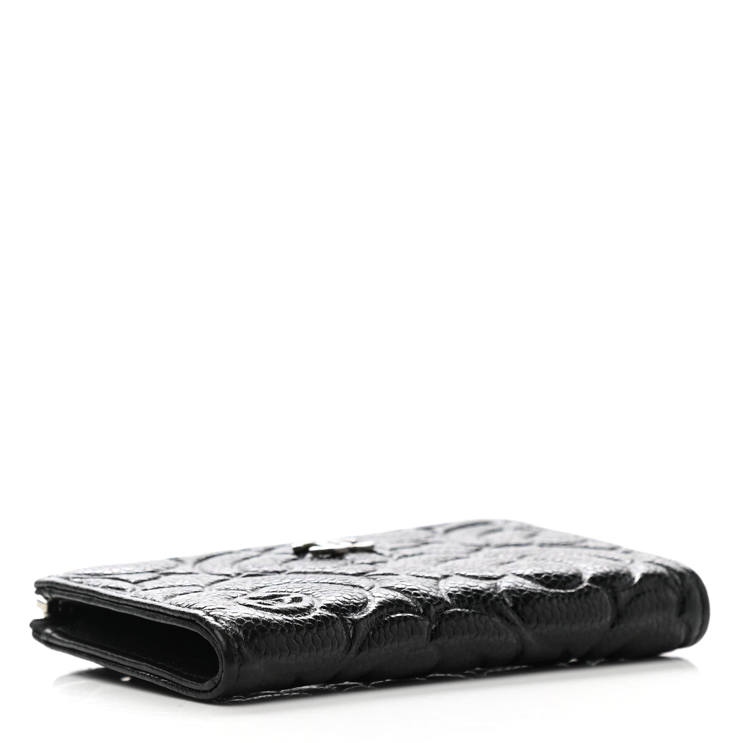 Caviar Camellia Embossed Key Holder Case Black