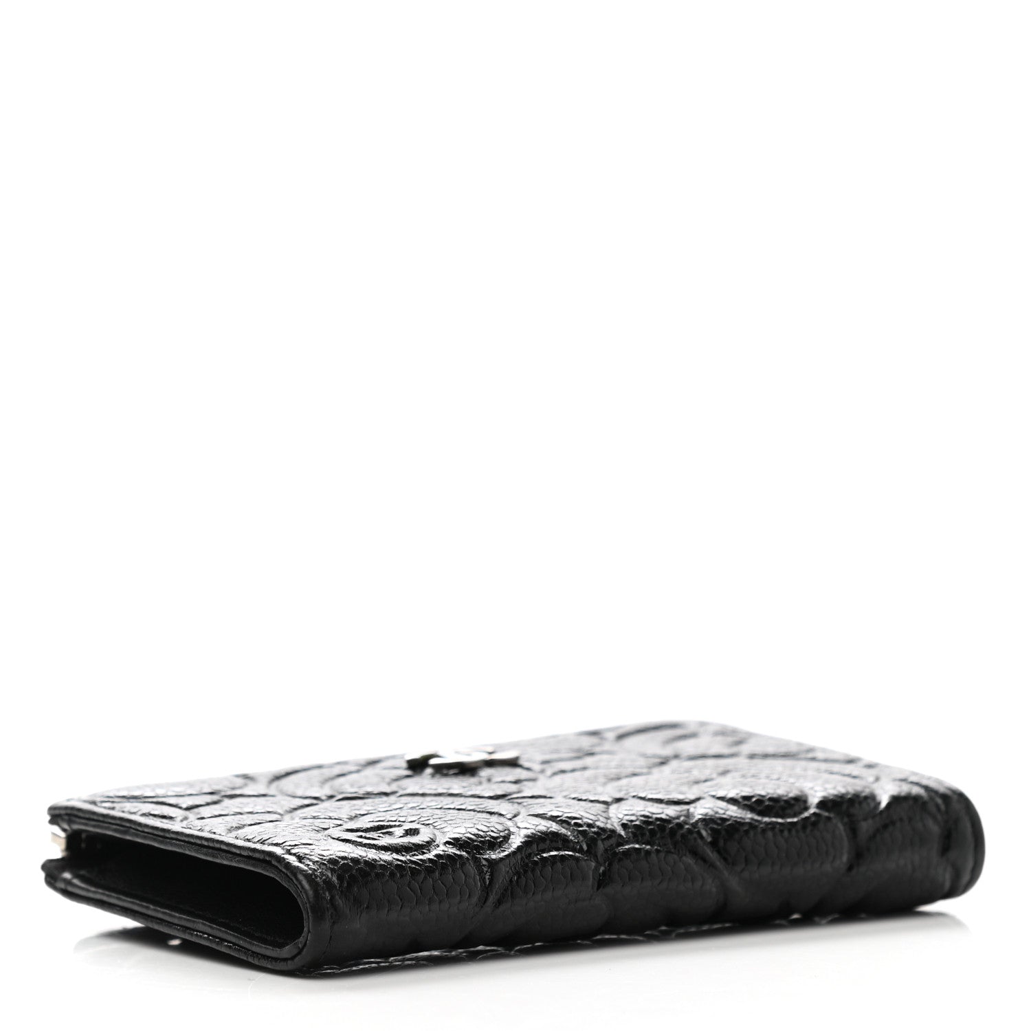 Chanel Caviar Camellia Embossed Key Holder Case Black 4 of 8