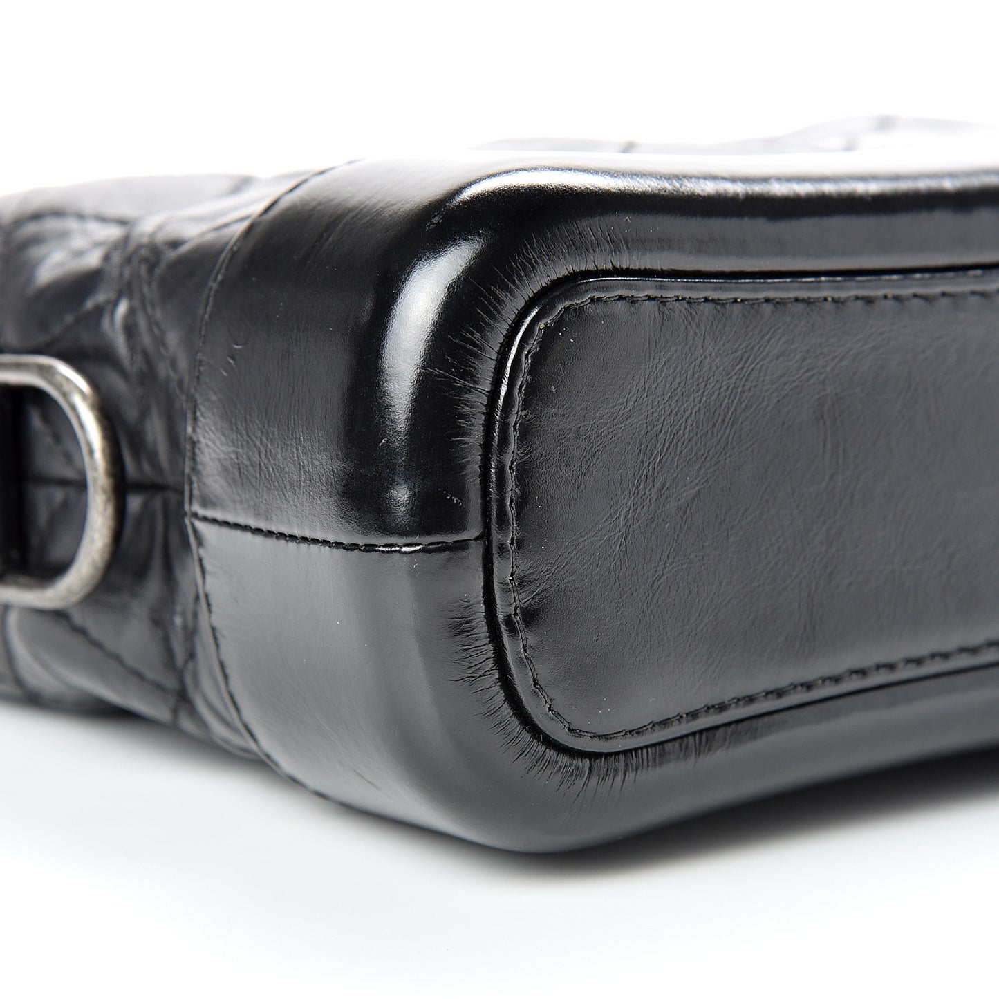 Aged Calfskin Quilted Small Gabrielle Hobo Black