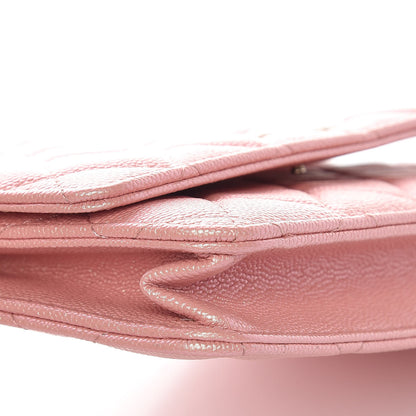 Chanel Iridescent Caviar Quilted Wallet on Chain WOC Rose Pink 9 of 10