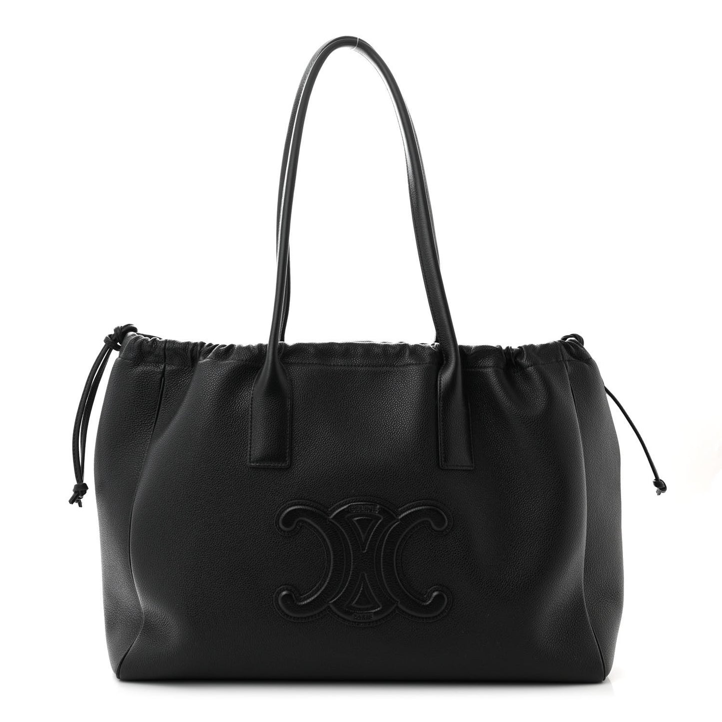 Smooth Calfskin Cuir Triomphe Cabas Drawstring Black