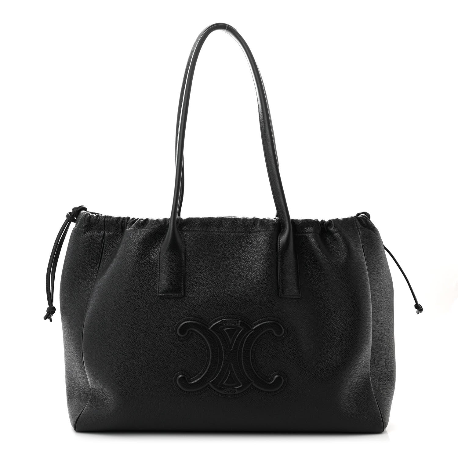 Celine Smooth Calfskin Cuir Triomphe Cabas Drawstring Black 1 of 10