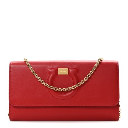 Salvatore Ferragamo Calfskin City Wallet On Chain Red 1 of 11