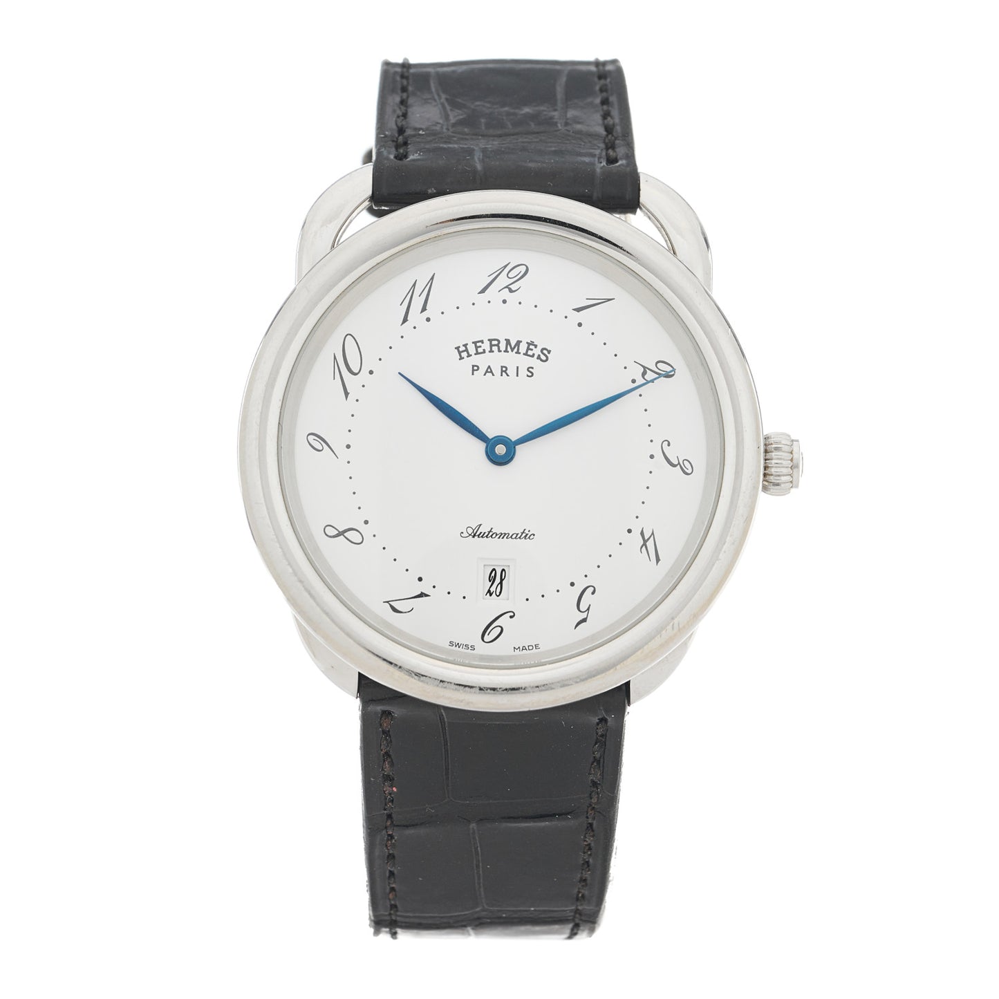 Stainless Steel Alligator 41mm Arceau Automatic Watch Noir
