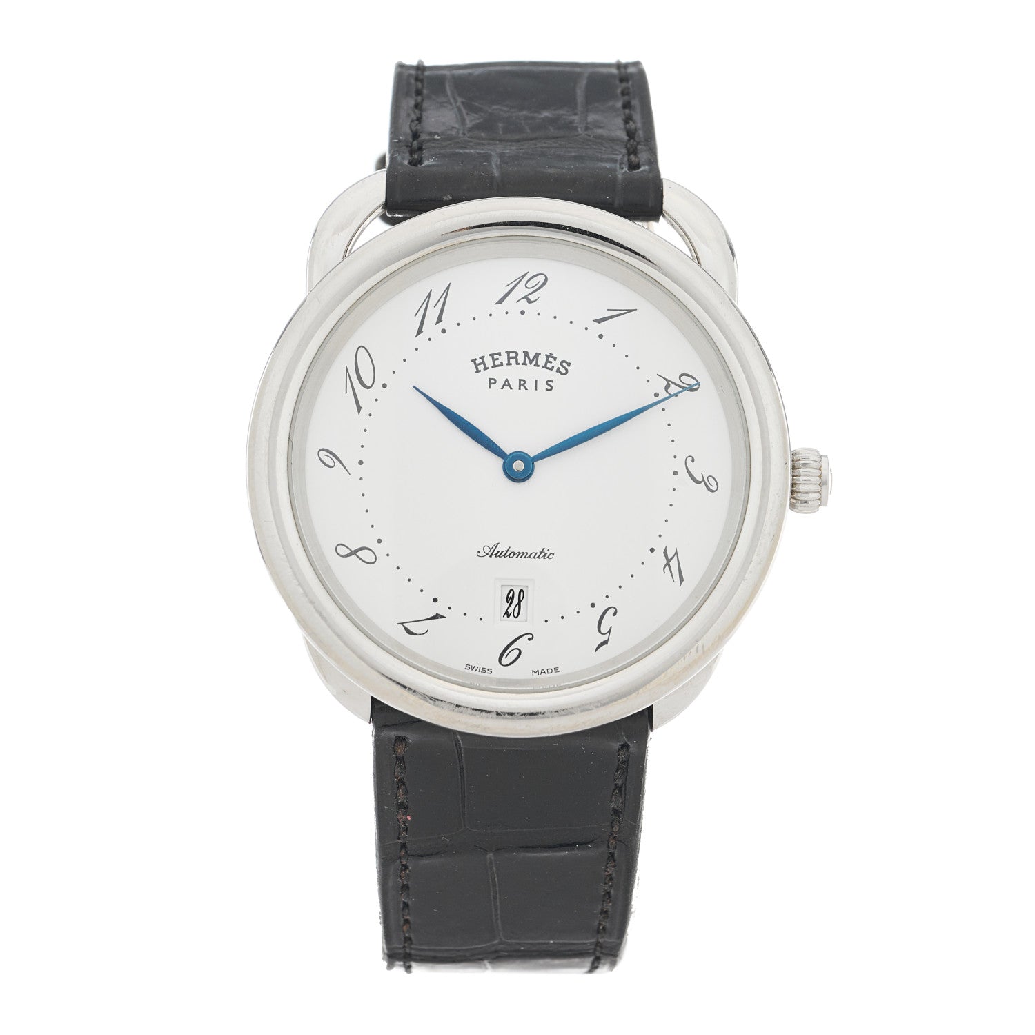 Hermes Stainless Steel Alligator 41mm Arceau Automatic Watch Noir 1 of 5