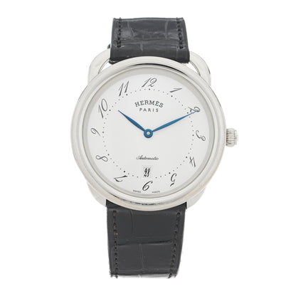 Hermes Stainless Steel Alligator 41mm Arceau Automatic Watch Noir 1 of 5