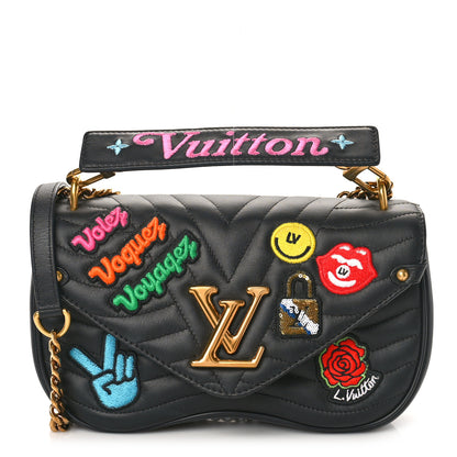 Louis Vuitton Calfskin Embroidered New Wave Chain MM Black 1 of 8