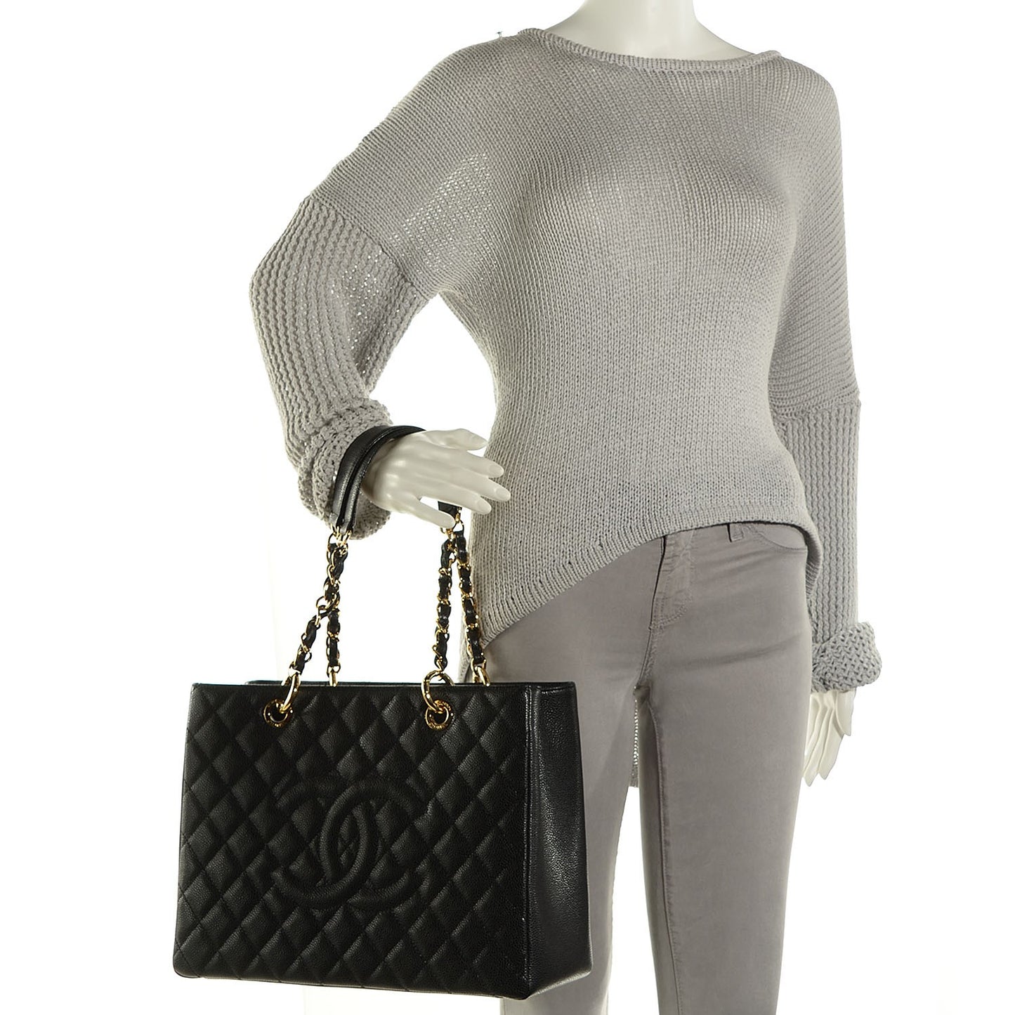 Caviar Quilted Grand Shopping Tote GST Black