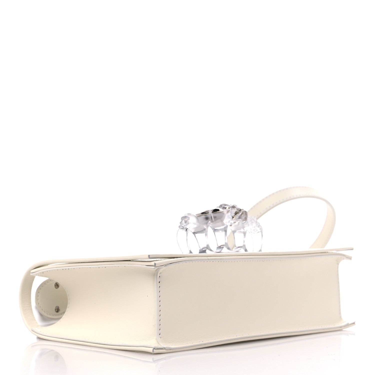 Alexander McQueen Polyurethane Calfskin Transparent Jeweled Knuckle Satchel Clear White 4 of 10
