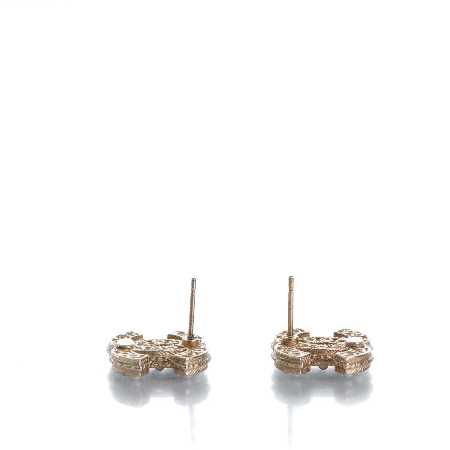 Chanel Crystal Pearl CC Earrings Light Gold 3 of 6