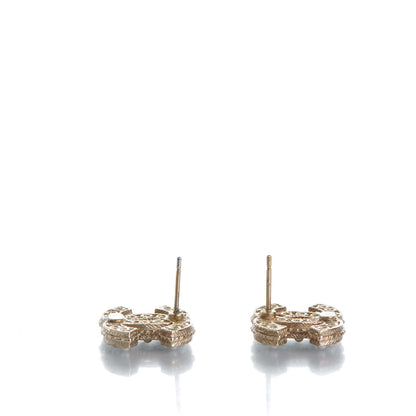 Chanel Crystal Pearl CC Earrings Light Gold 3 of 6