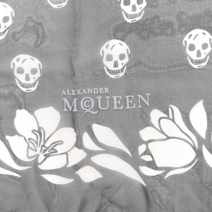 Alexander McQueen Silk Chiffon Tulip Skull Scarf Black Ivory 2 of 3