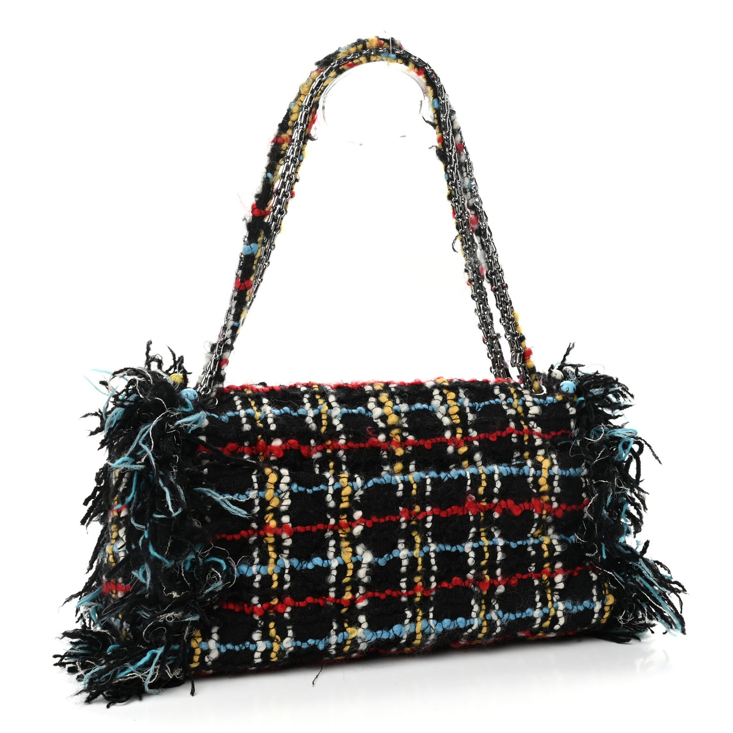 Tweed Quilted Embellished Reissue Shoulder Bag Black Multicolor