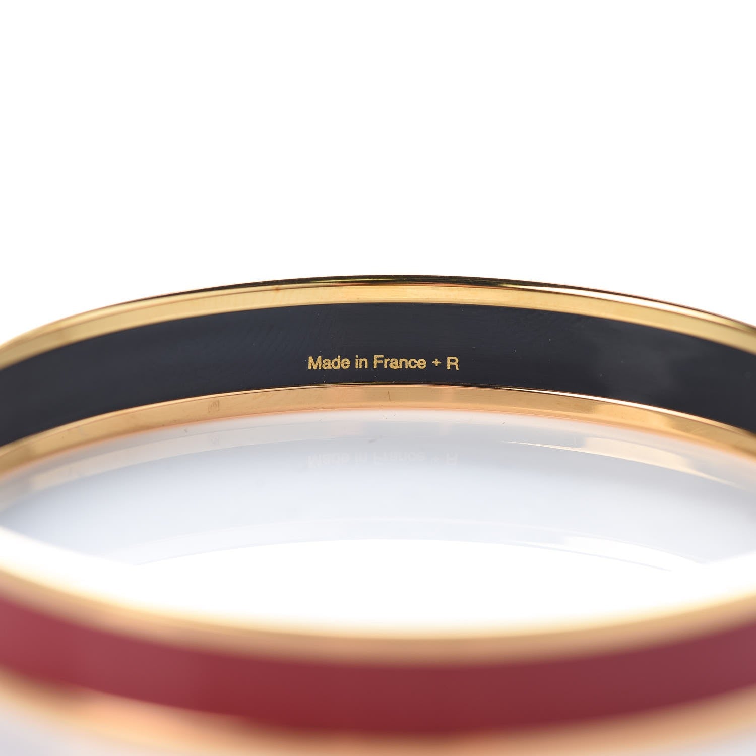 Hermes Enamel Printed Narrow Caleche Bracelet 62 Rouge H 5 of 5