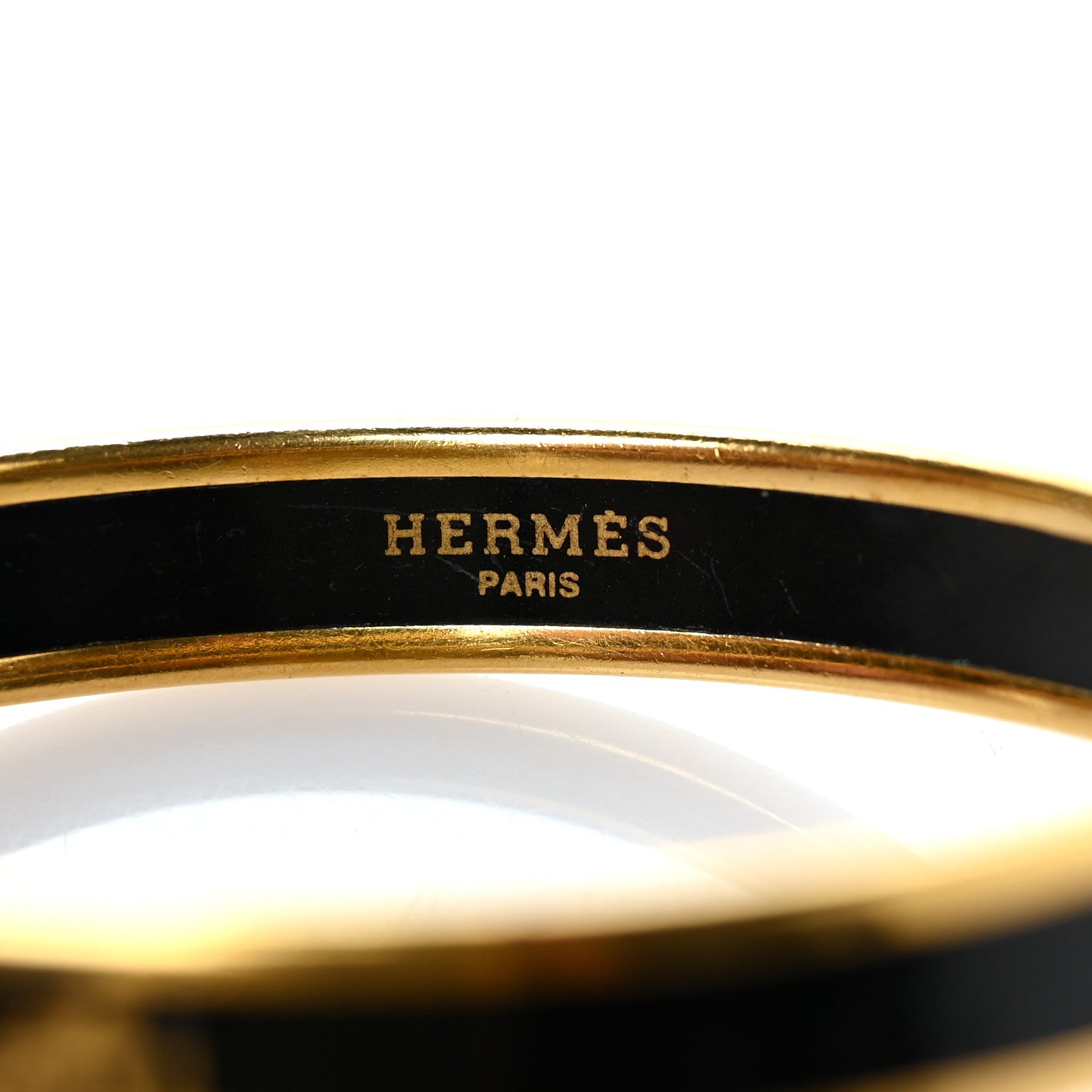 Hermes Enamel Printed Narrow Caleche Bracelet 62 Black 4 of 5