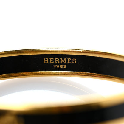 Hermes Enamel Printed Narrow Caleche Bracelet 62 Black 4 of 5